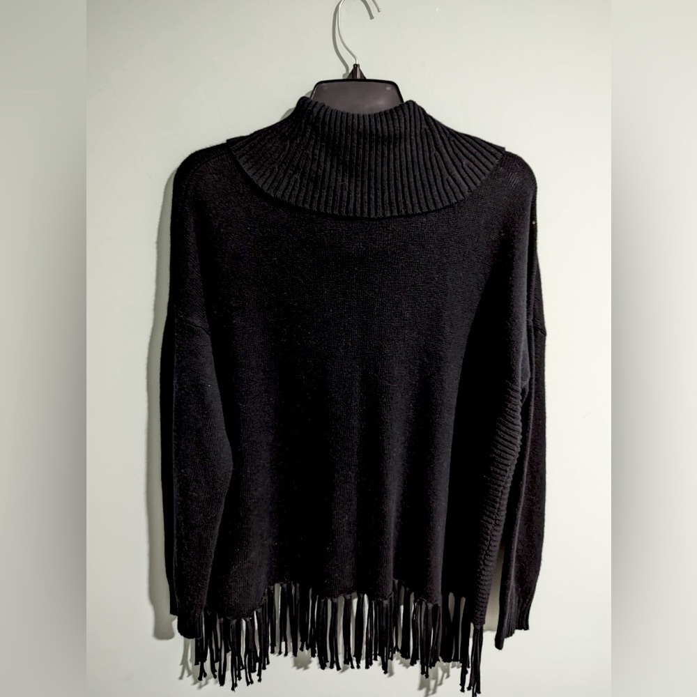 Chico’s black fringe cowl neck sweater - Picture 3 of 3